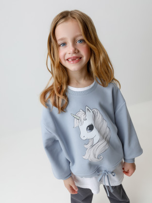 Свитшоты для девочки, артикул: КР 302827, цвет: голубой