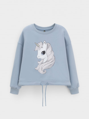 Свитшоты для девочки, артикул: КР 302827, цвет: голубой - 2 фото